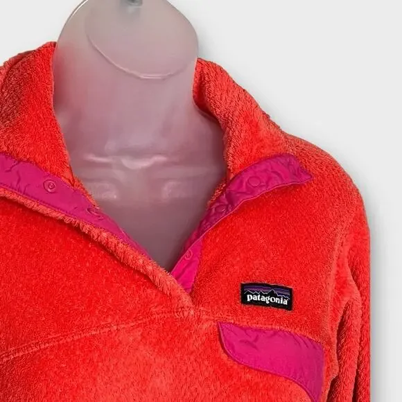 PATAGONIA Polartec Re-tool T Snap Pullover Women's XS Orange/Pink outdoor fall - Picture 3 of 5
